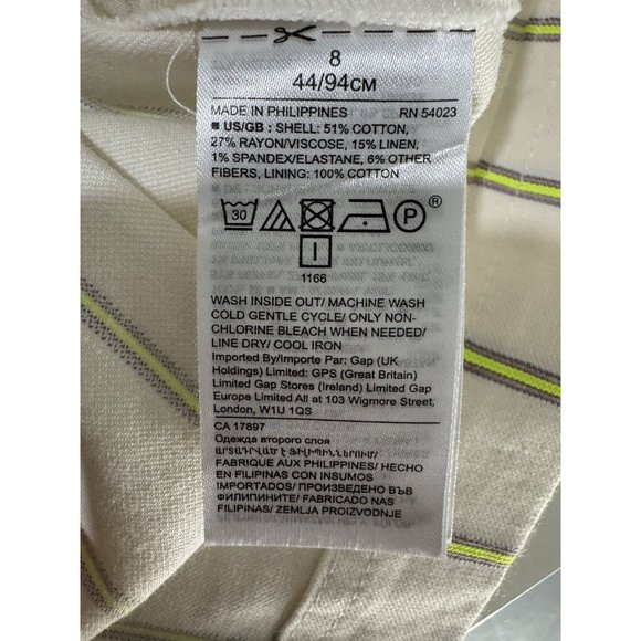 Banana Republic Dress 8 Striped Button Front Removable Strap Cotton Linen Blend - Picture 8 of 10